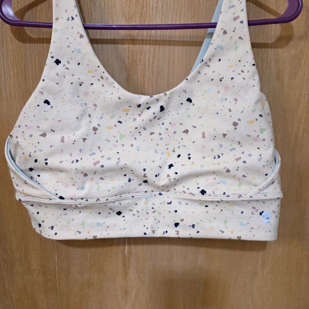 Senita Athletics Speckled Sports Bra - Cream Multicolor